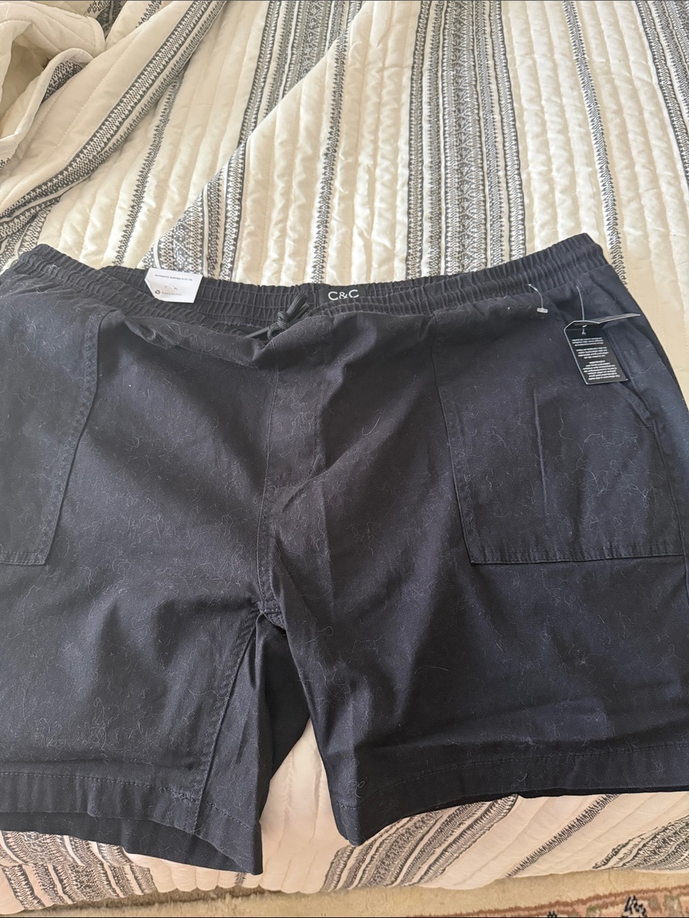 C&C California Men's Black Elastic-Waist Shorts